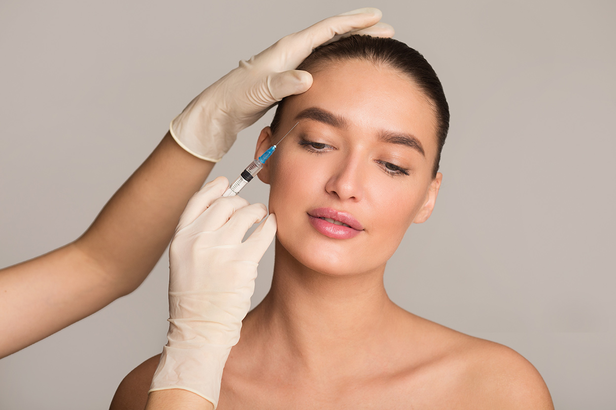Female patient having Botox on her brow